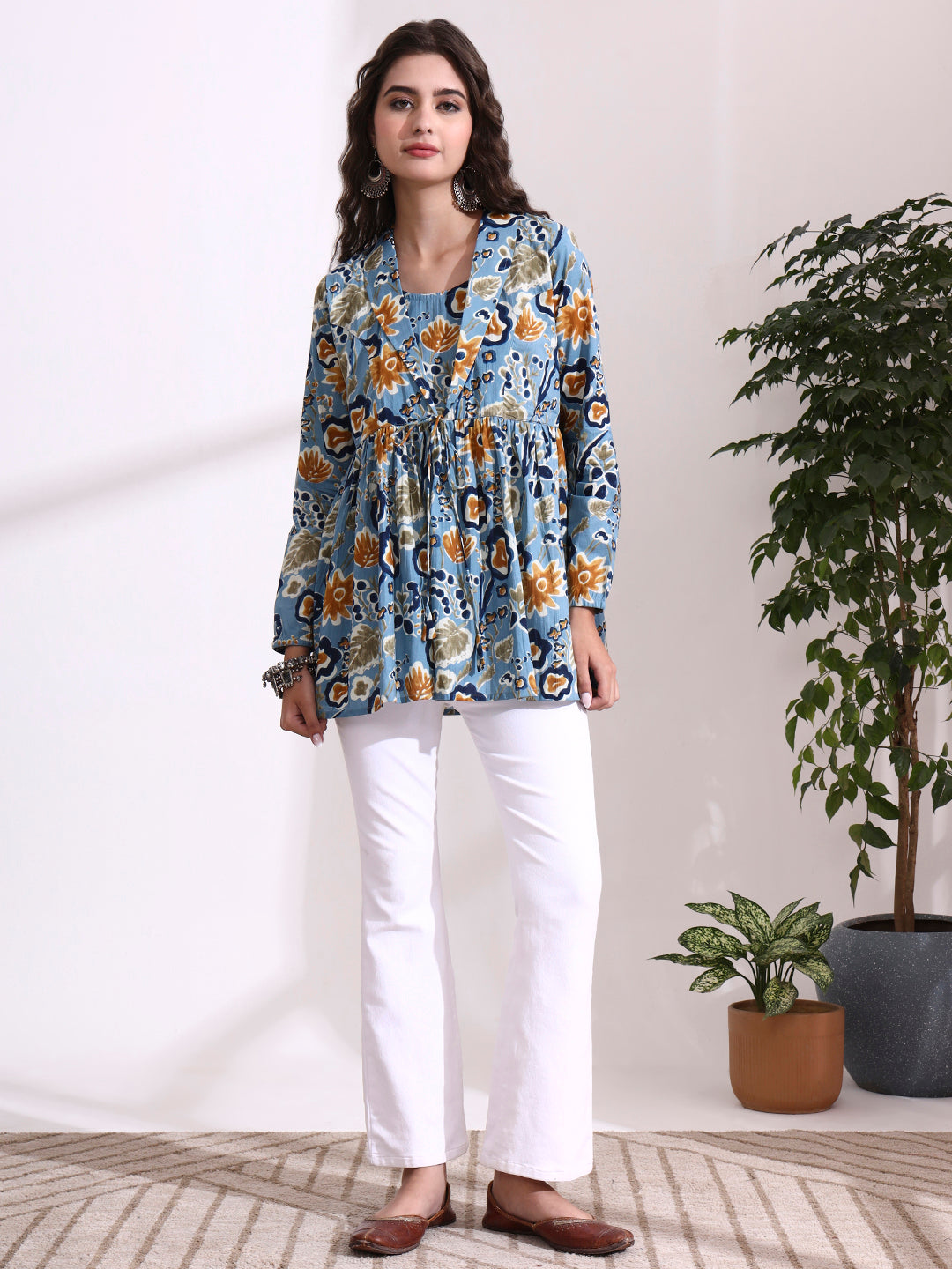 Sky Blue Lepal Coller Peplum Top