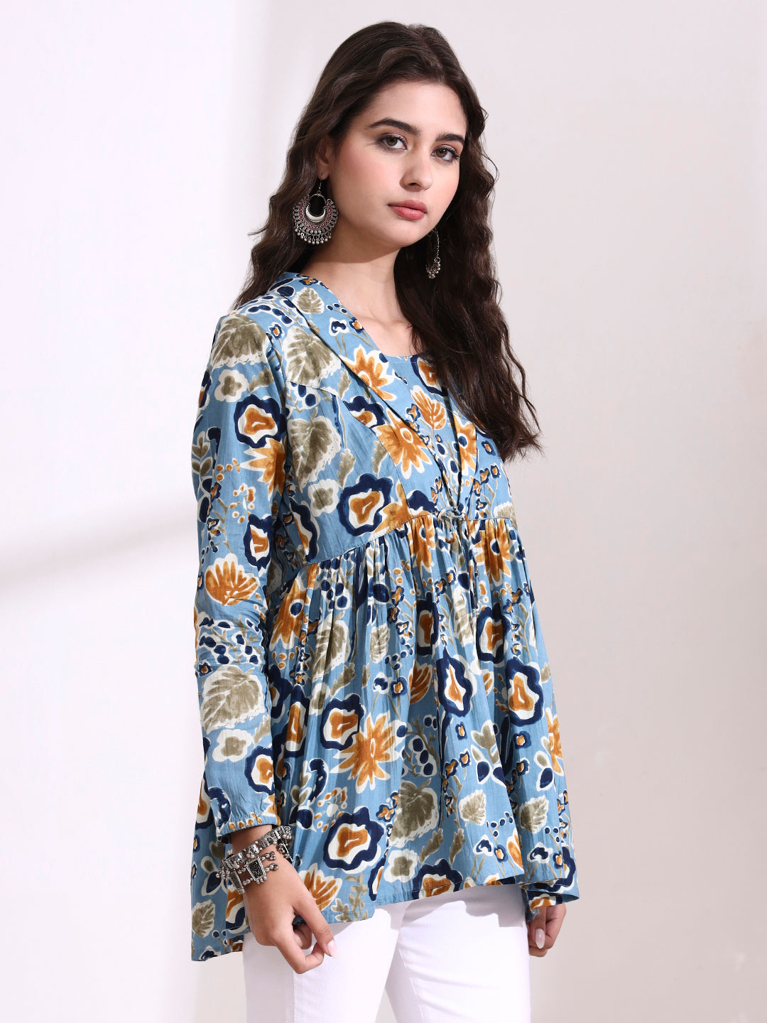 Sky Blue Lepal Coller Peplum Top