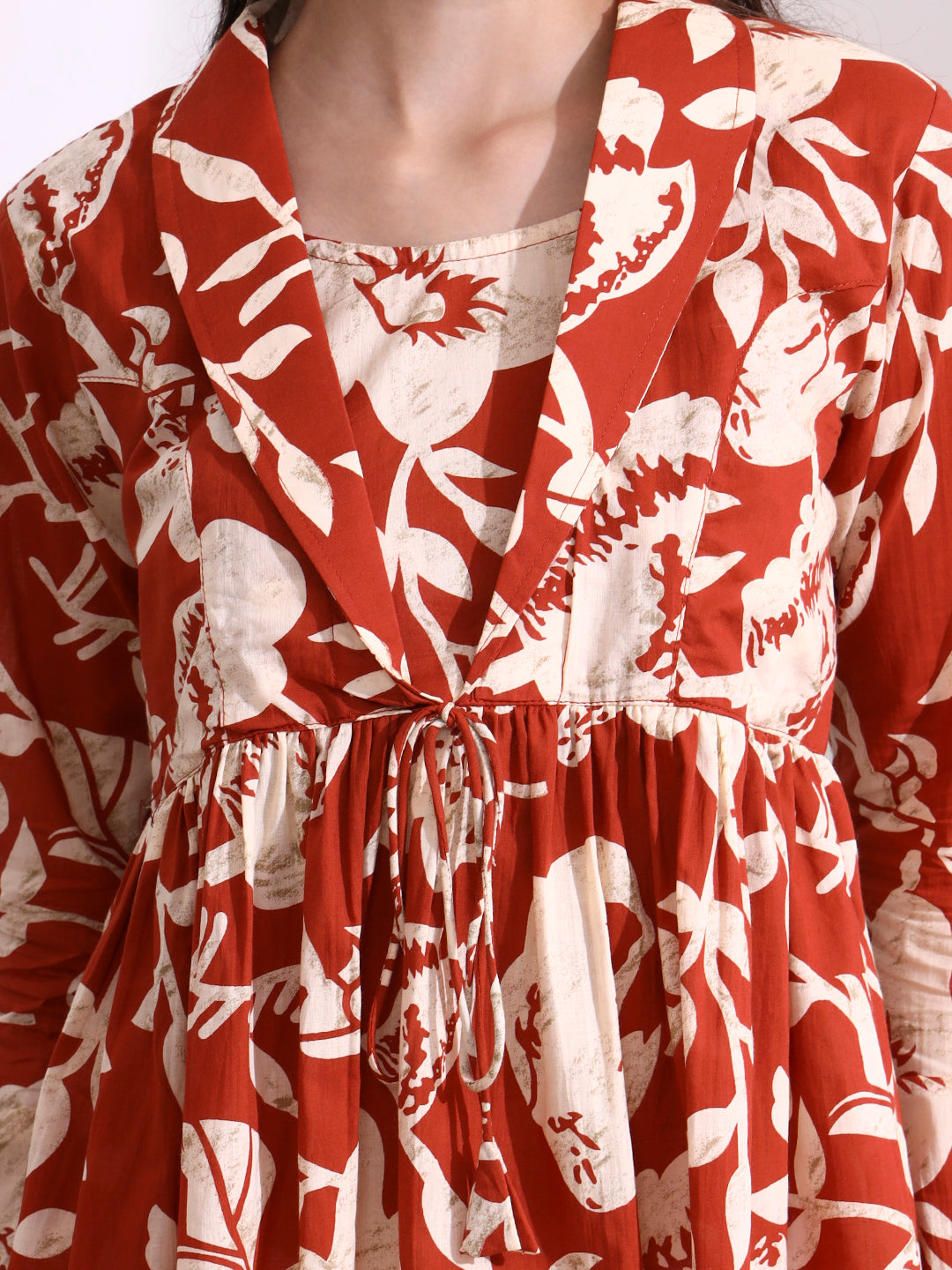 Dark Orange Lepal Coller Peplum Top