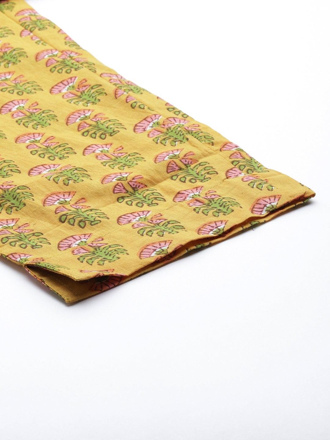  Yellow Floral Printed Straight Kurta Pant Sets -  world