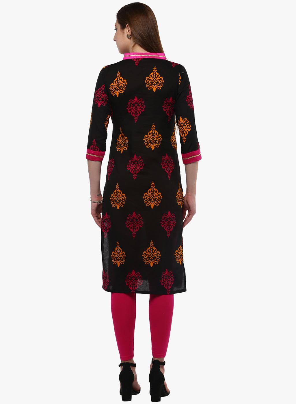  Printed Black cotton Kurti -  world