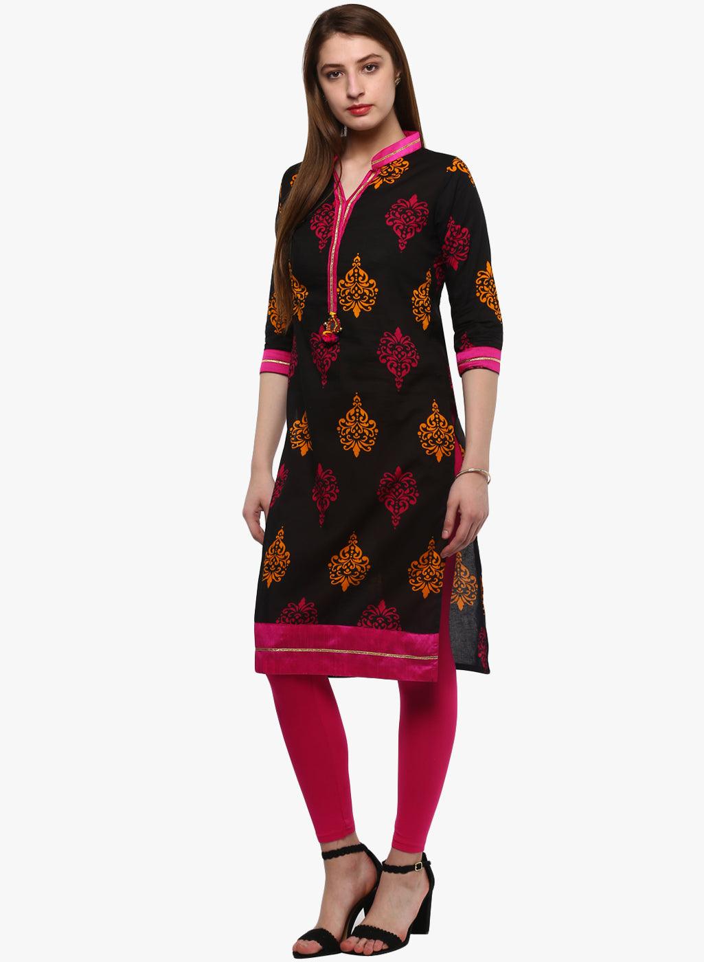  Printed Black cotton Kurti -  world