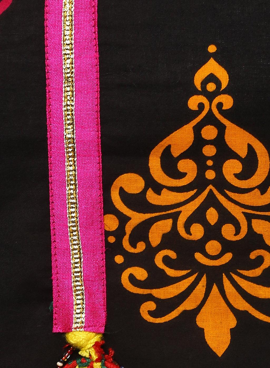  Printed Black cotton Kurti -  world