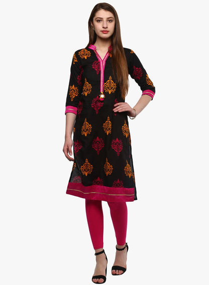  Printed Black cotton Kurti -  world