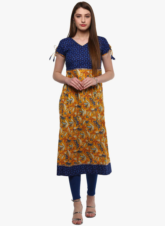  Gorgeous Blue And Mustard Anarkali -  world