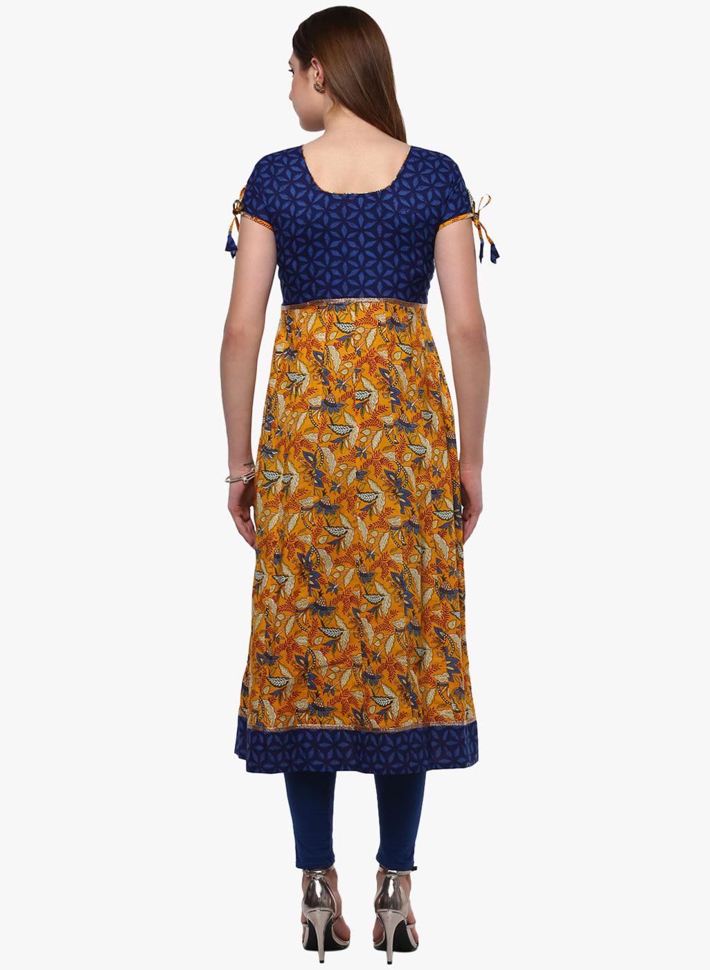  Gorgeous Blue And Mustard Anarkali -  world