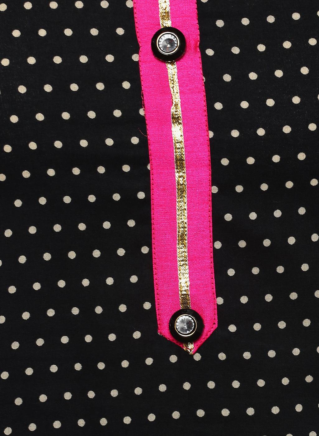  Black Printed A-Line Rayon And Cotton Kurta -  world