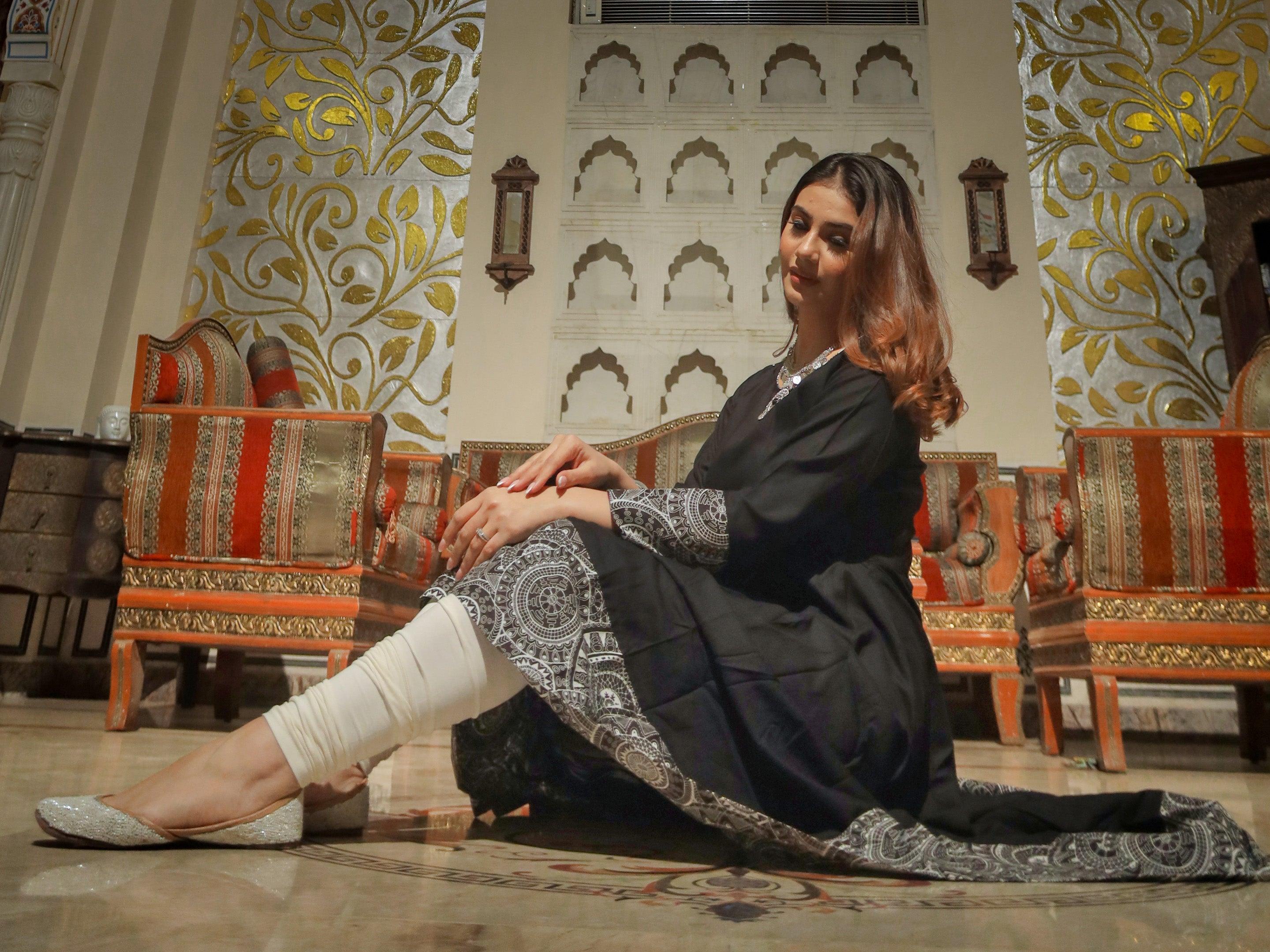  Black Rayon A-line Kurti - world.com