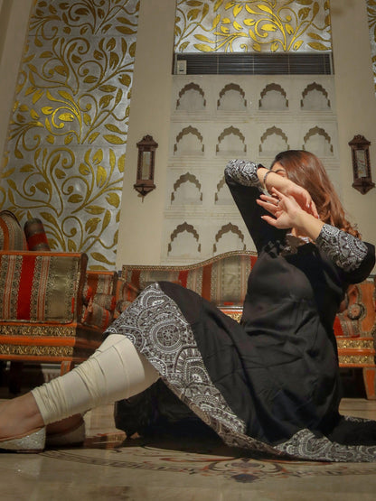  Black Rayon A-line Kurti - world.com