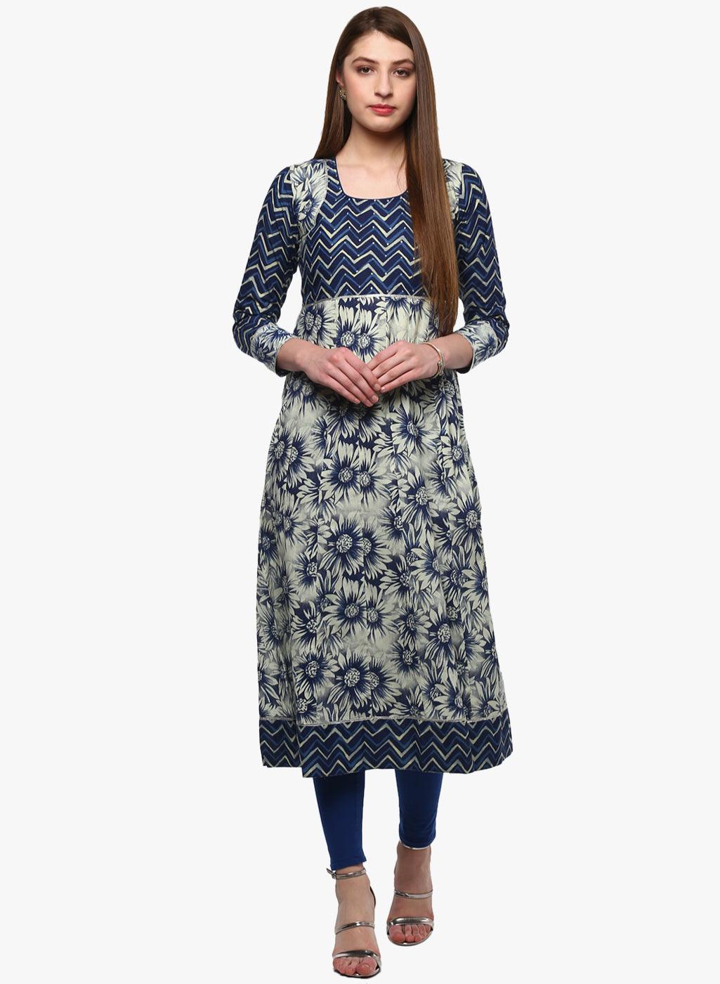  Indigo Printed Anarkali -  world