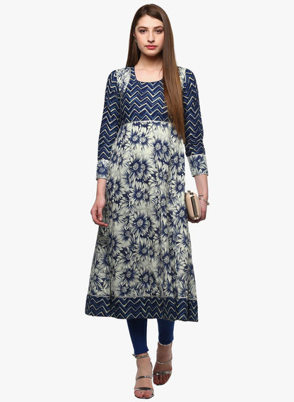  Indigo Printed Anarkali -  world