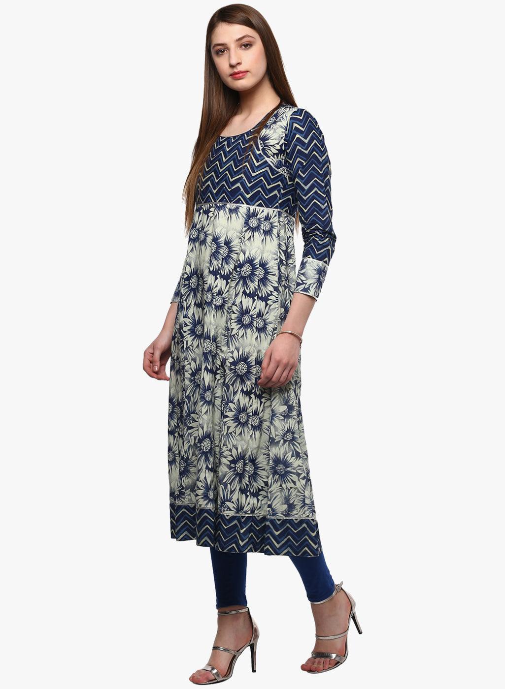  Indigo Printed Anarkali -  world