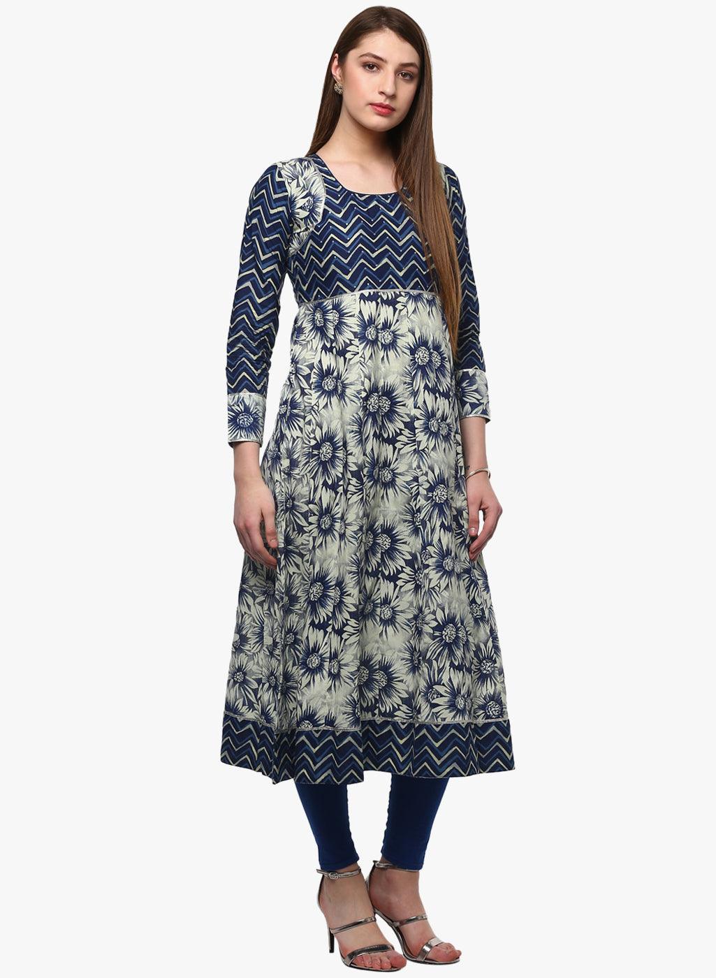  Indigo Printed Anarkali -  world