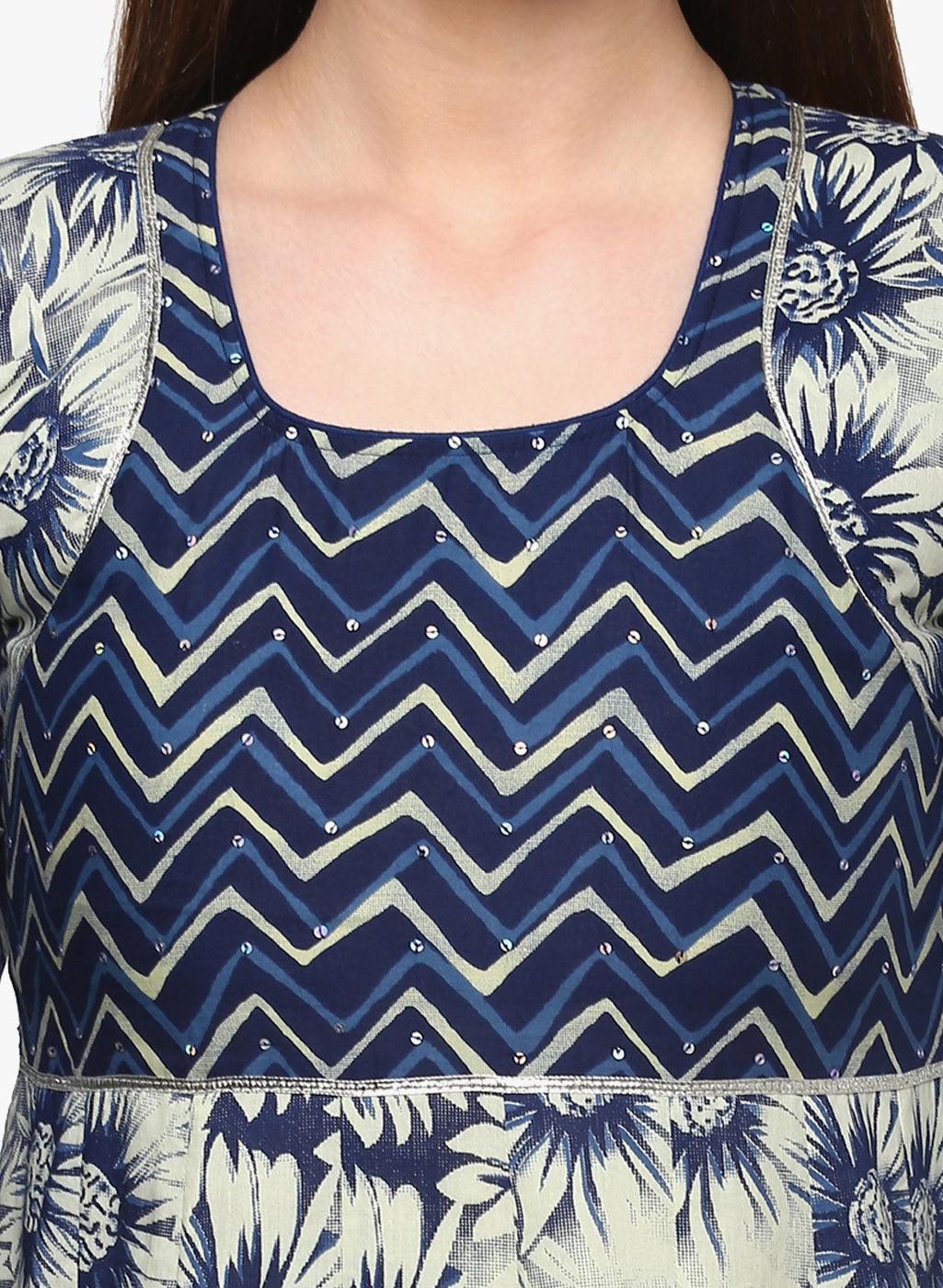  Indigo Printed Anarkali -  world