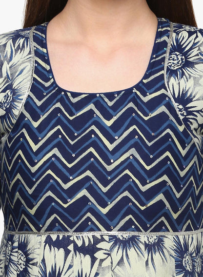 Indigo Printed Anarkali -  world