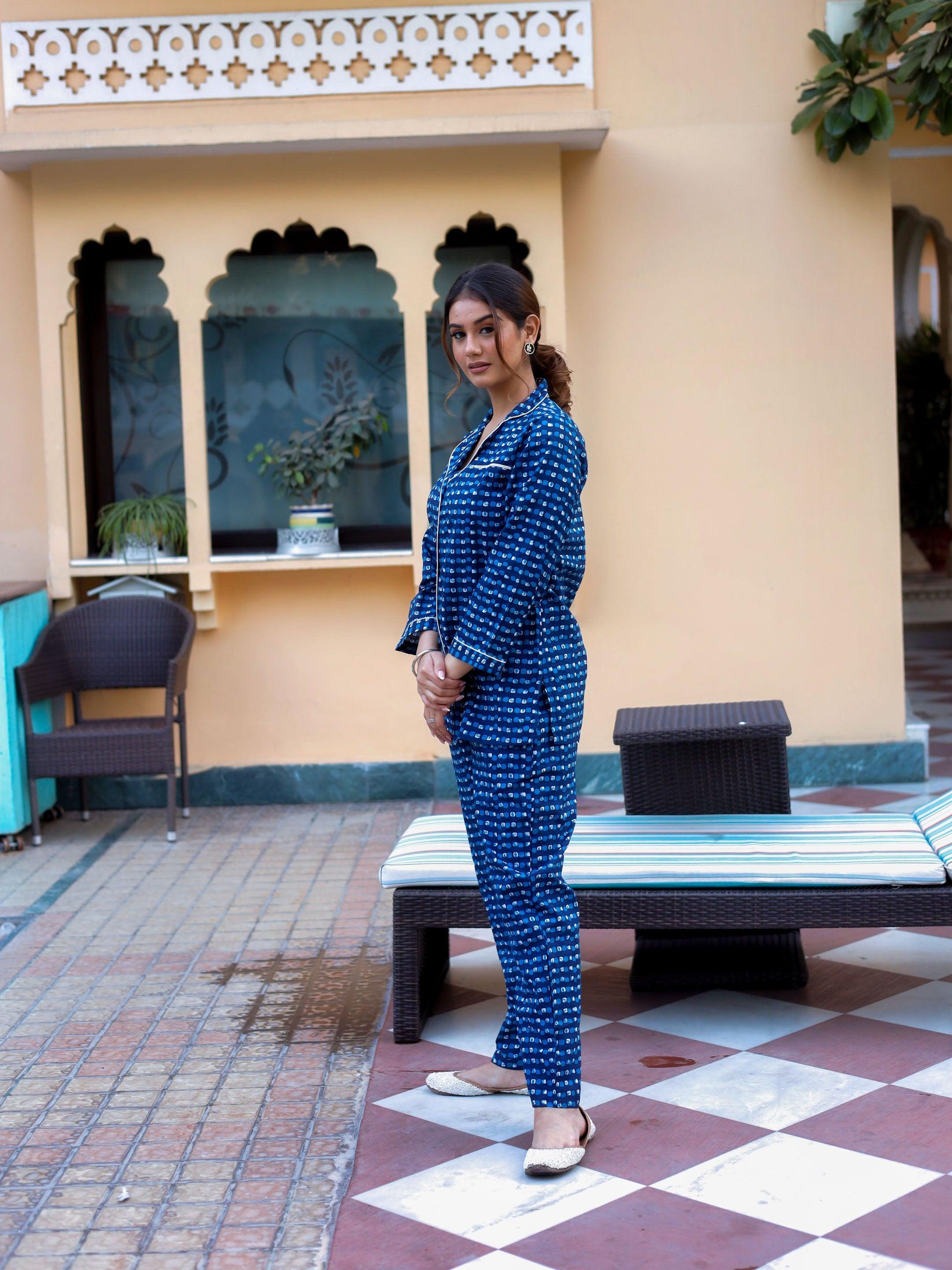  Blue Printed Night suit - world.com