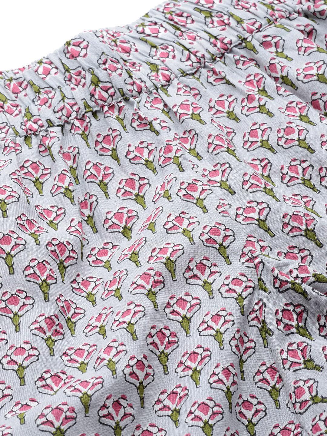  Grey Printed Loungewear/Nightwear -  world