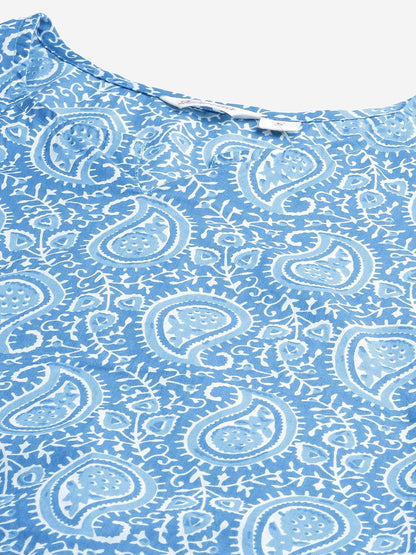  Blue Printed Cotton Nightwear -  world