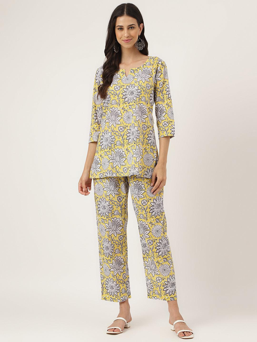  Yellow Printed Loungewear/Nightwear -  world