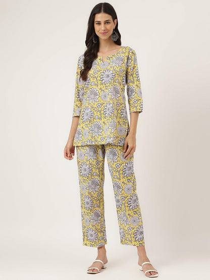  Yellow Printed Loungewear/Nightwear -  world