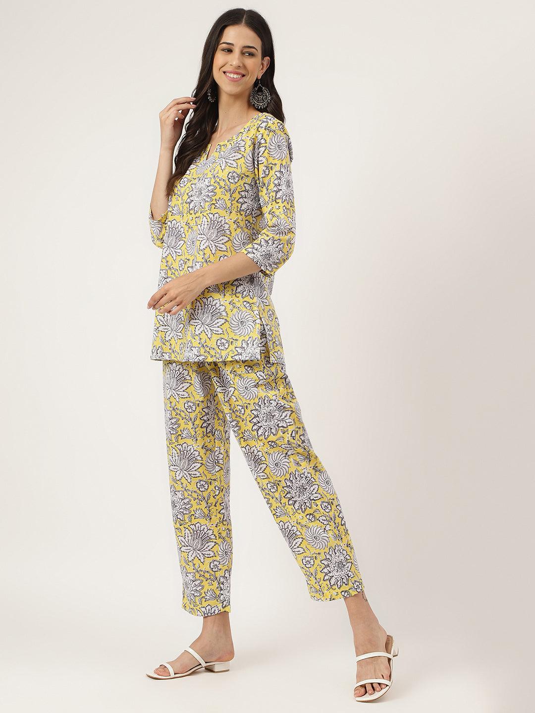  Yellow Printed Loungewear/Nightwear -  world