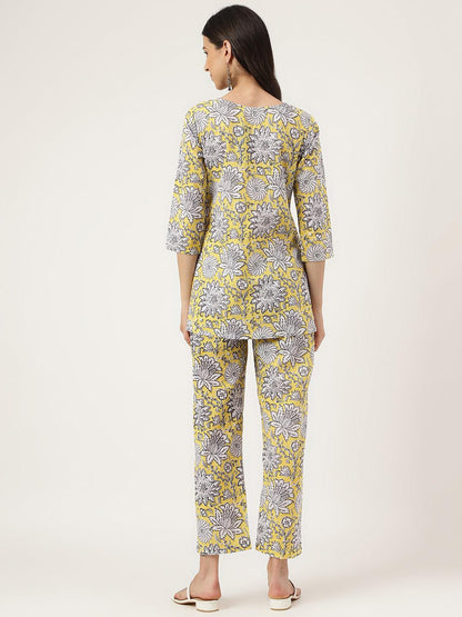  Yellow Printed Loungewear/Nightwear -  world