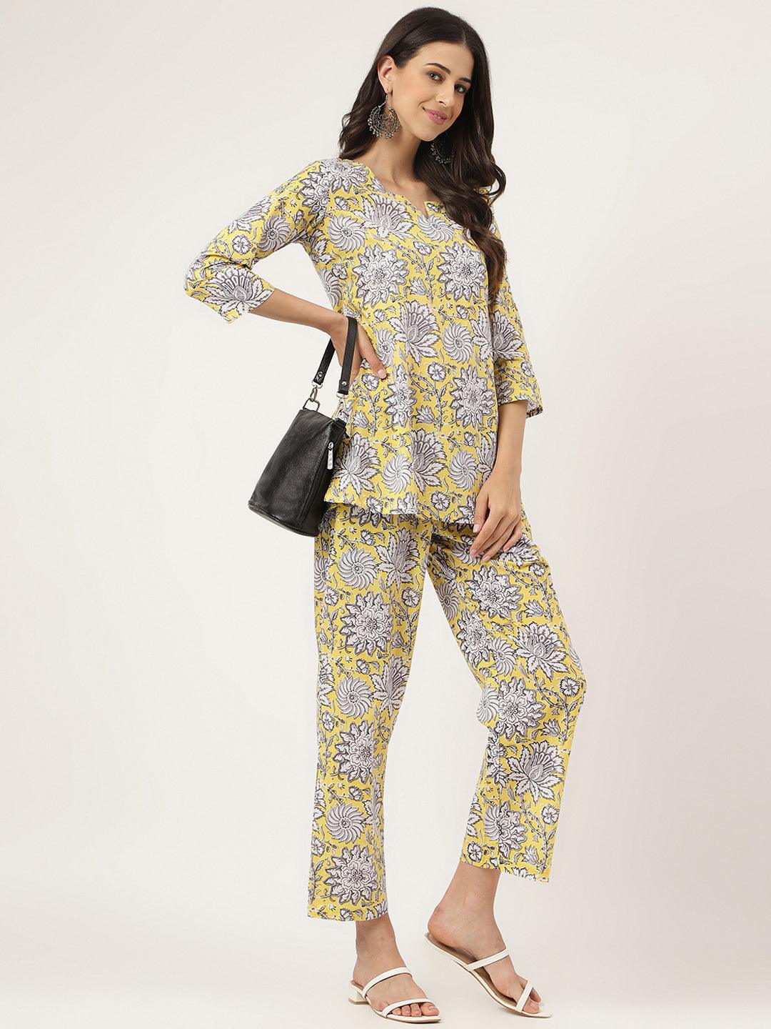  Yellow Printed Loungewear/Nightwear -  world