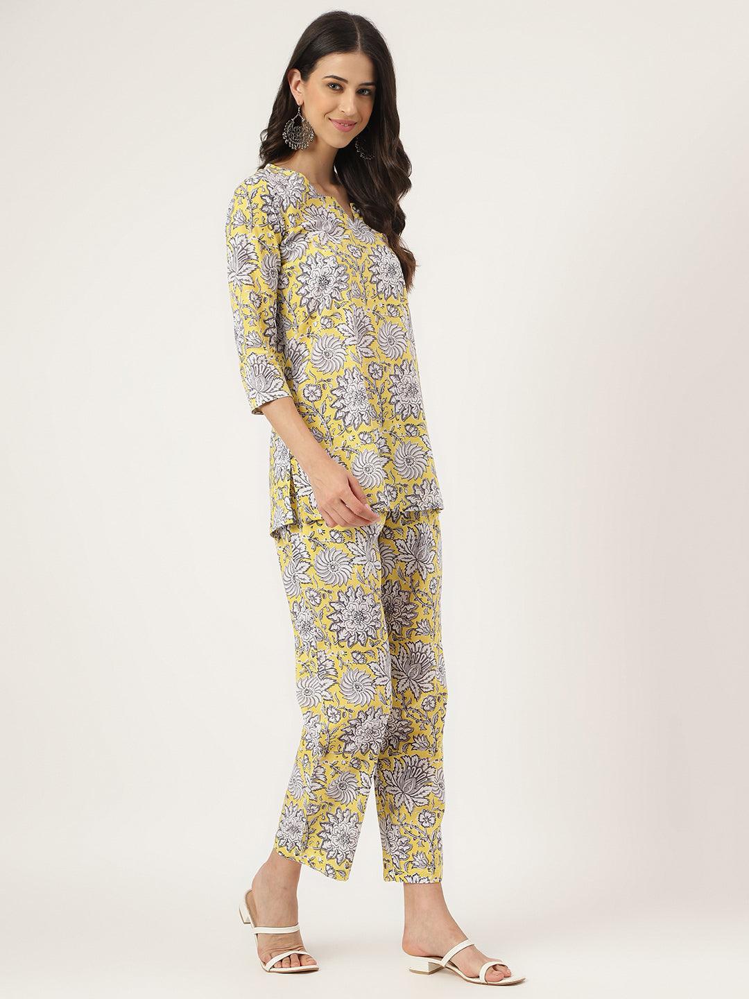  Yellow Printed Loungewear/Nightwear -  world