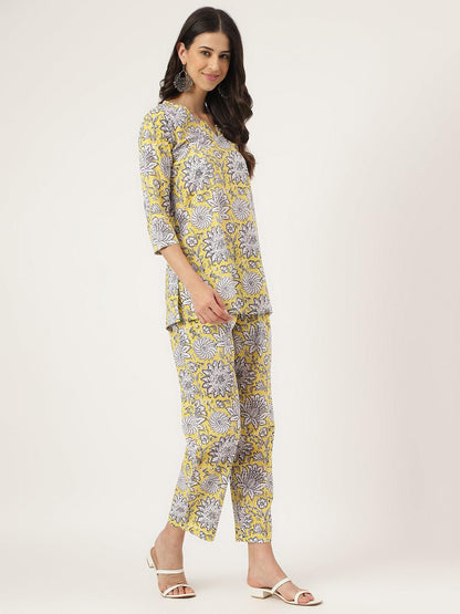  Yellow Printed Loungewear/Nightwear -  world