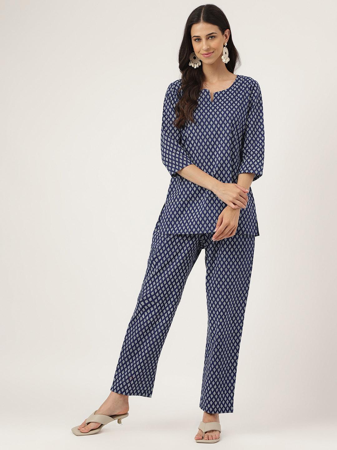  Blue Printed Loungewear/Nightwear -  world