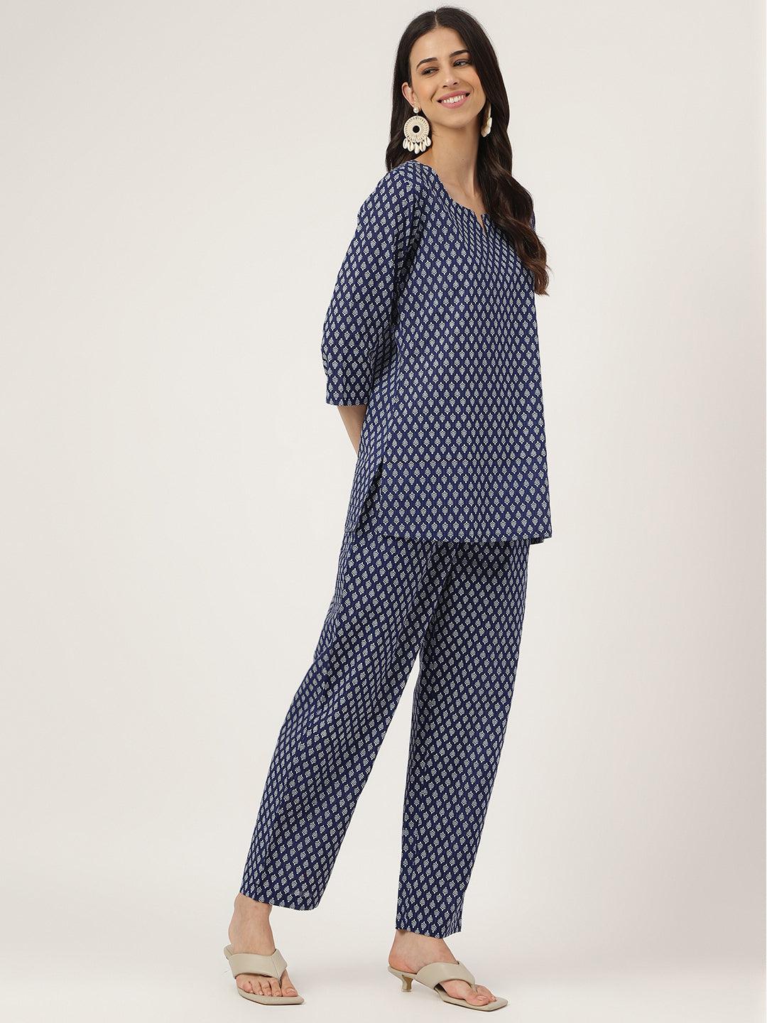  Blue Printed Loungewear/Nightwear -  world