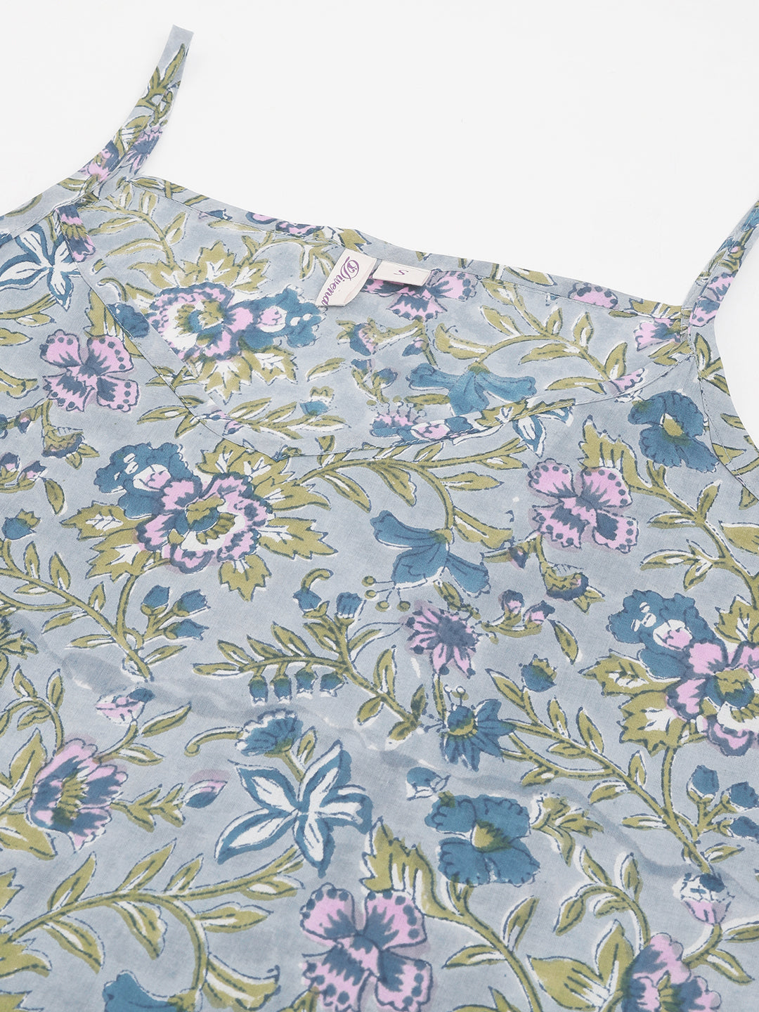 Floral Printed Sleeveless Pure Cotton Short Night suit