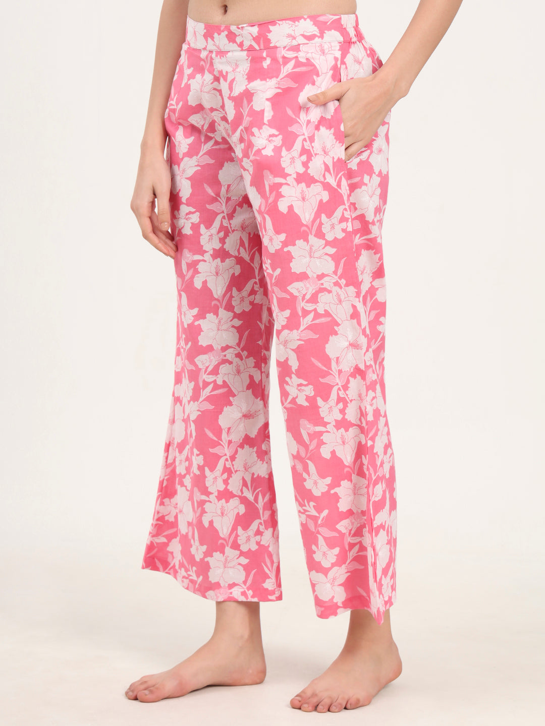 Pink Shirt Coller Cotton Night Suits