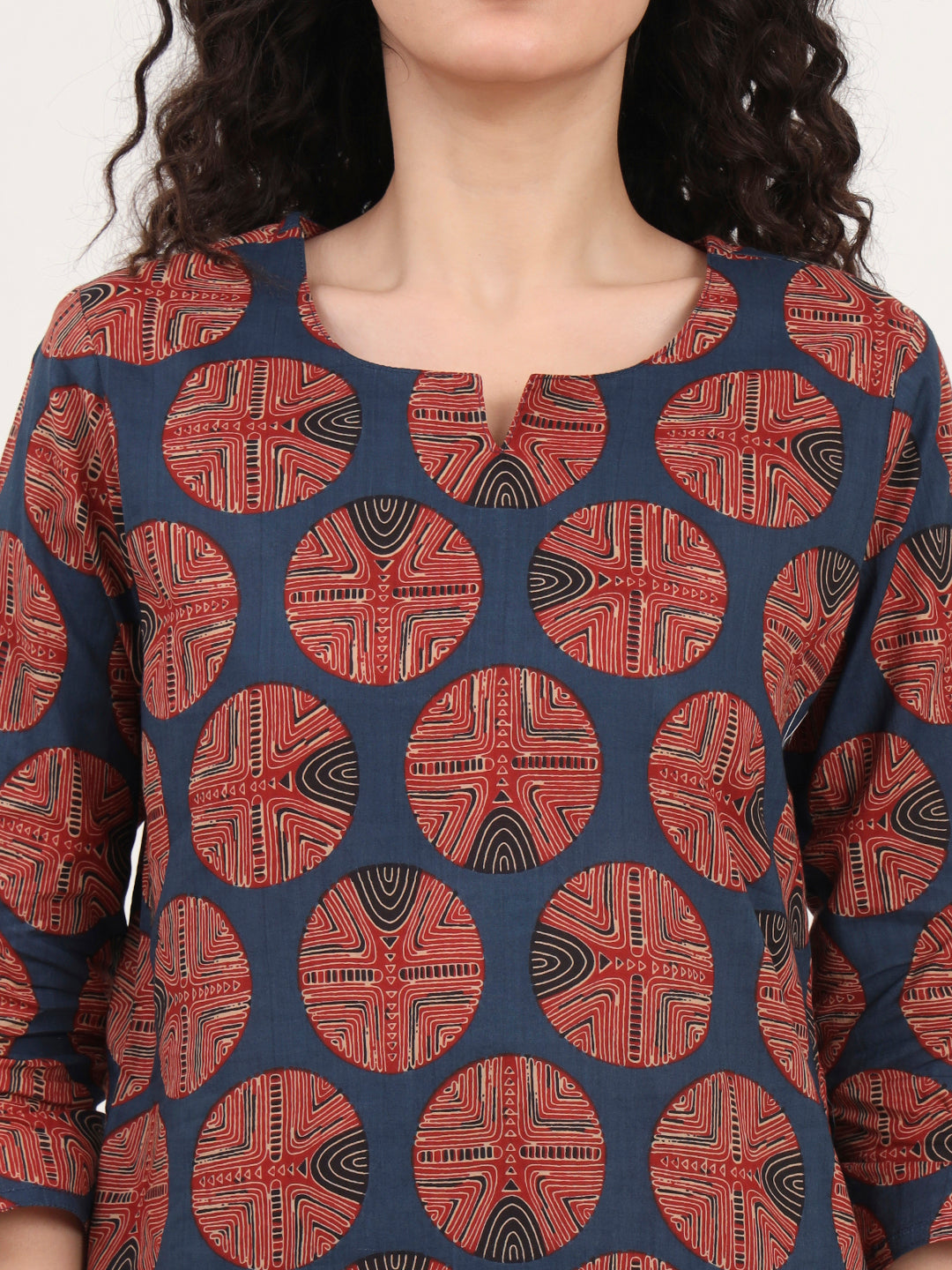 Navy Blue Round Neck Cotton Night Suit