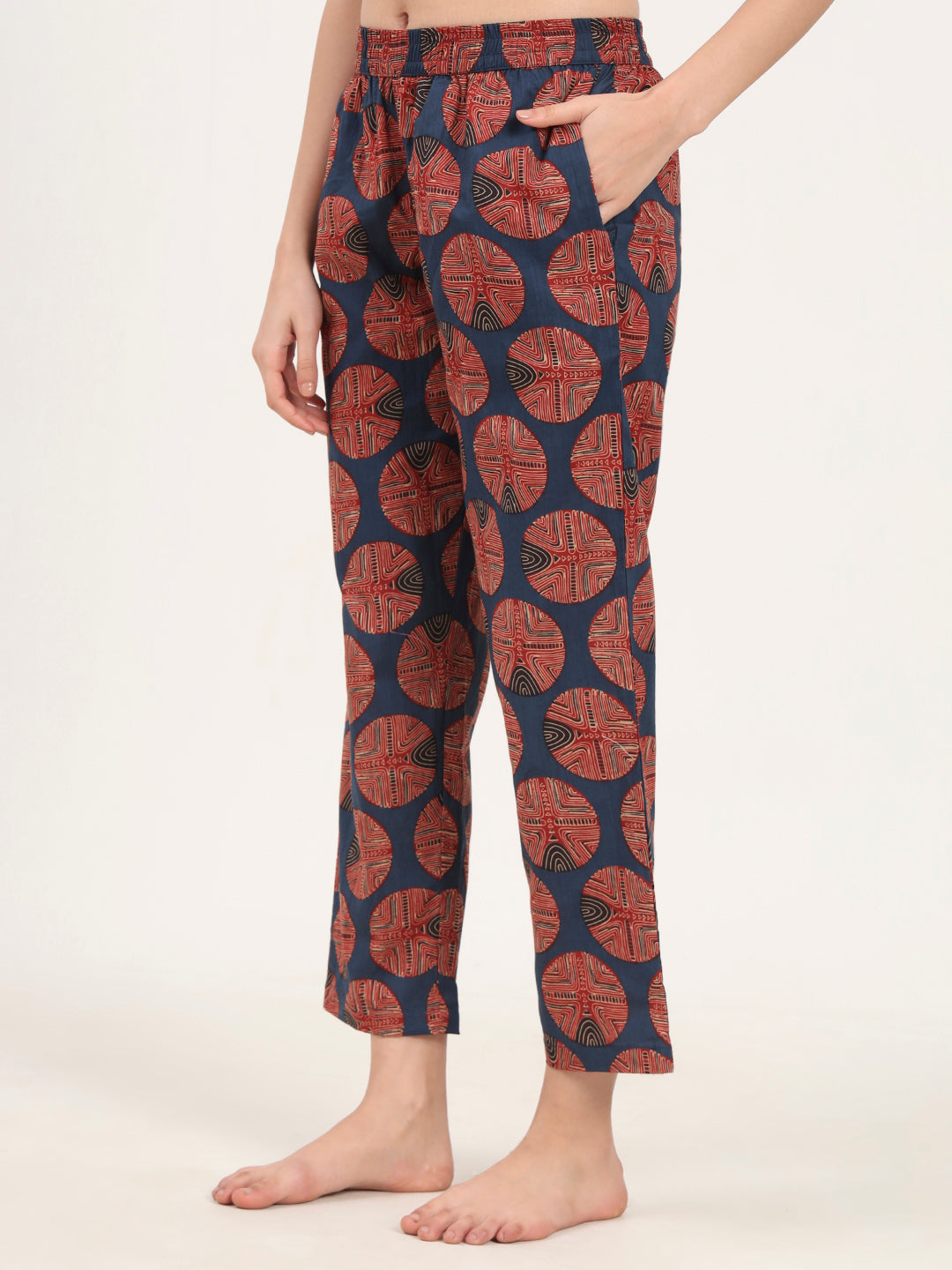 Navy Blue Round Neck Cotton Night Suit