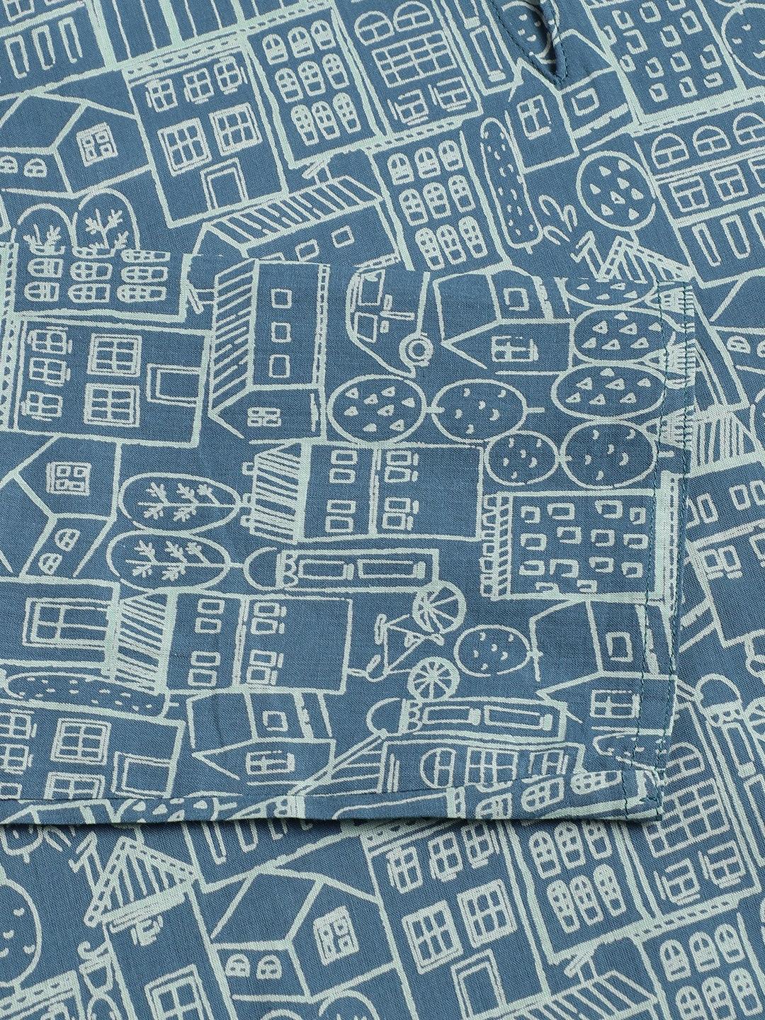  Teal Blue Printed Loungewear/Nightwear -  world