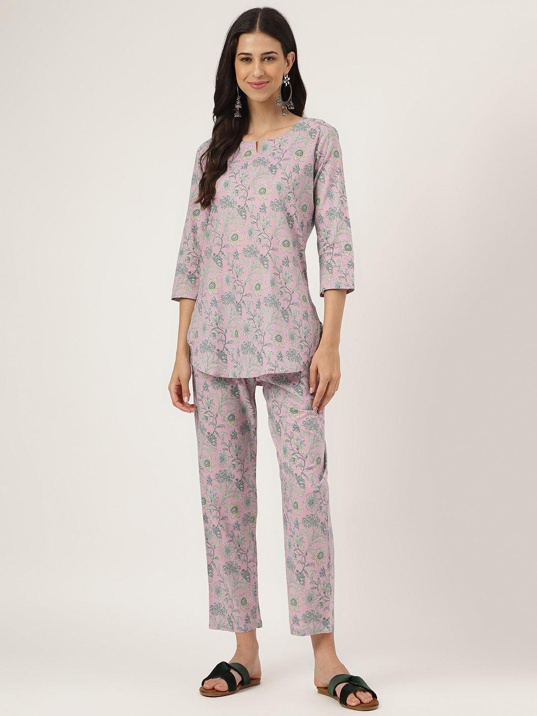  Lavender Printed Loungewear/Nightwear -  world