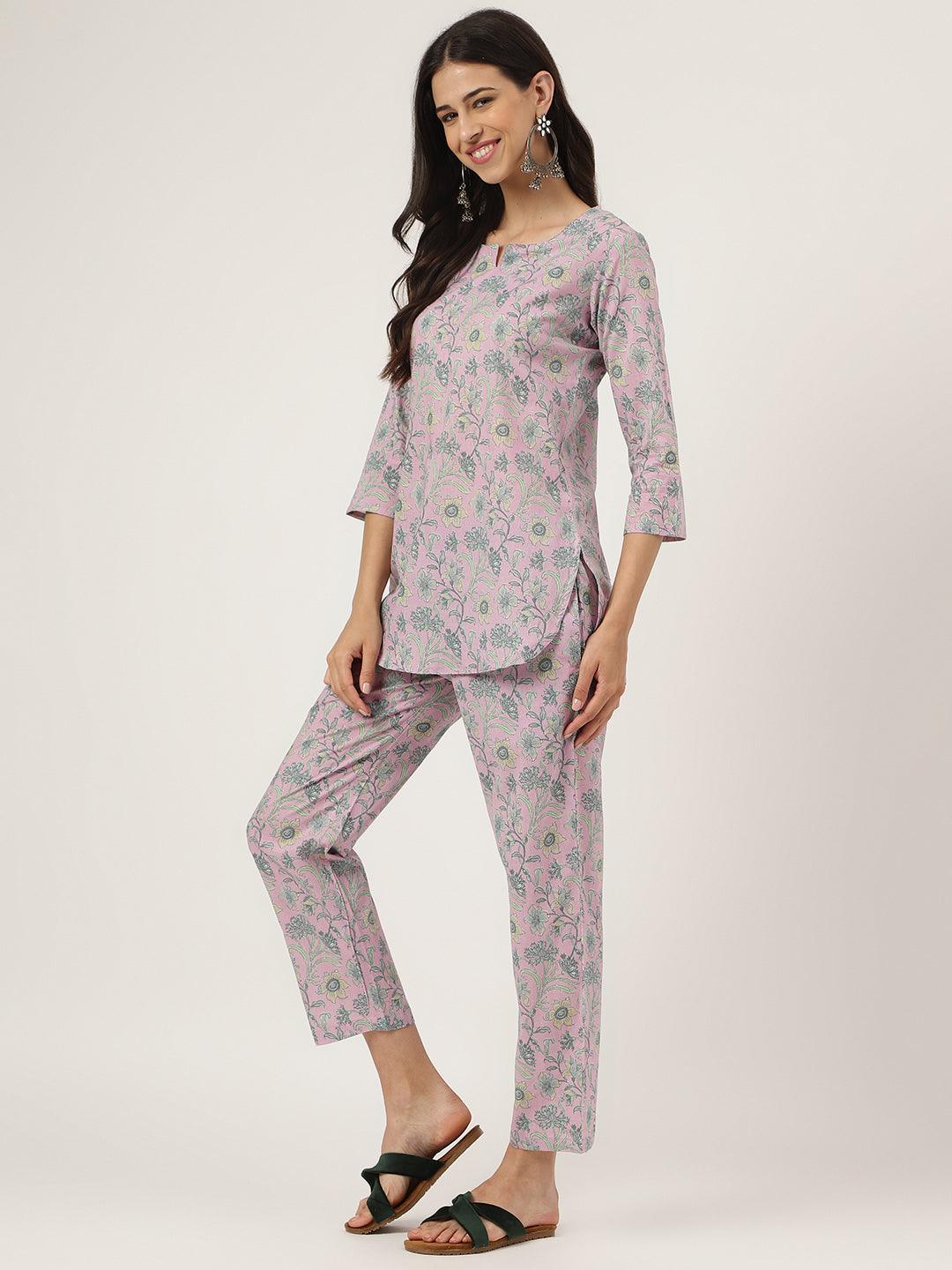  Lavender Printed Loungewear/Nightwear -  world