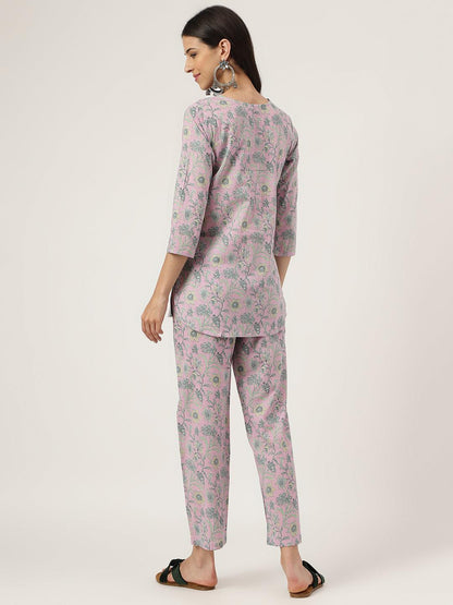  Lavender Printed Loungewear/Nightwear -  world