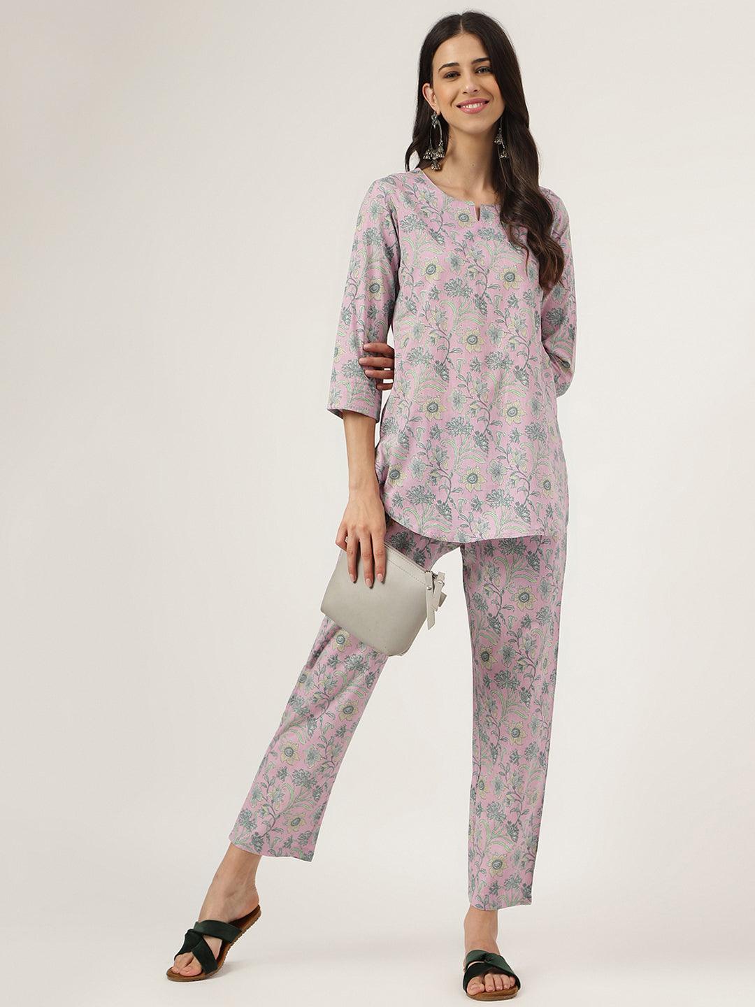  Lavender Printed Loungewear/Nightwear -  world