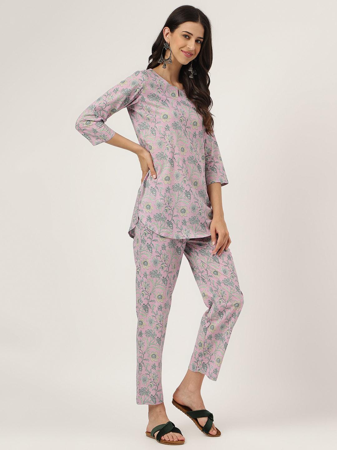  Lavender Printed Loungewear/Nightwear -  world