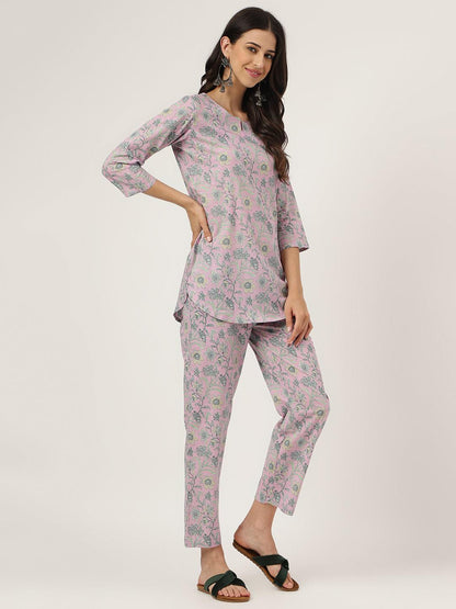  Lavender Printed Loungewear/Nightwear -  world