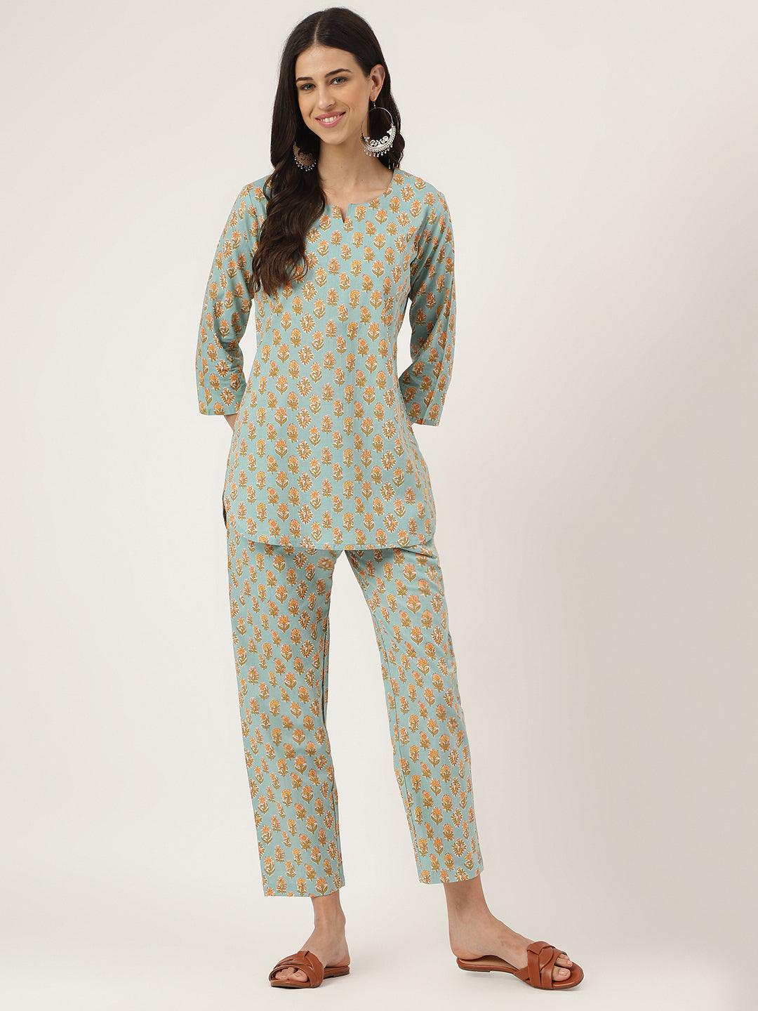  light Green Printed Loungewear/Nightwear -  world