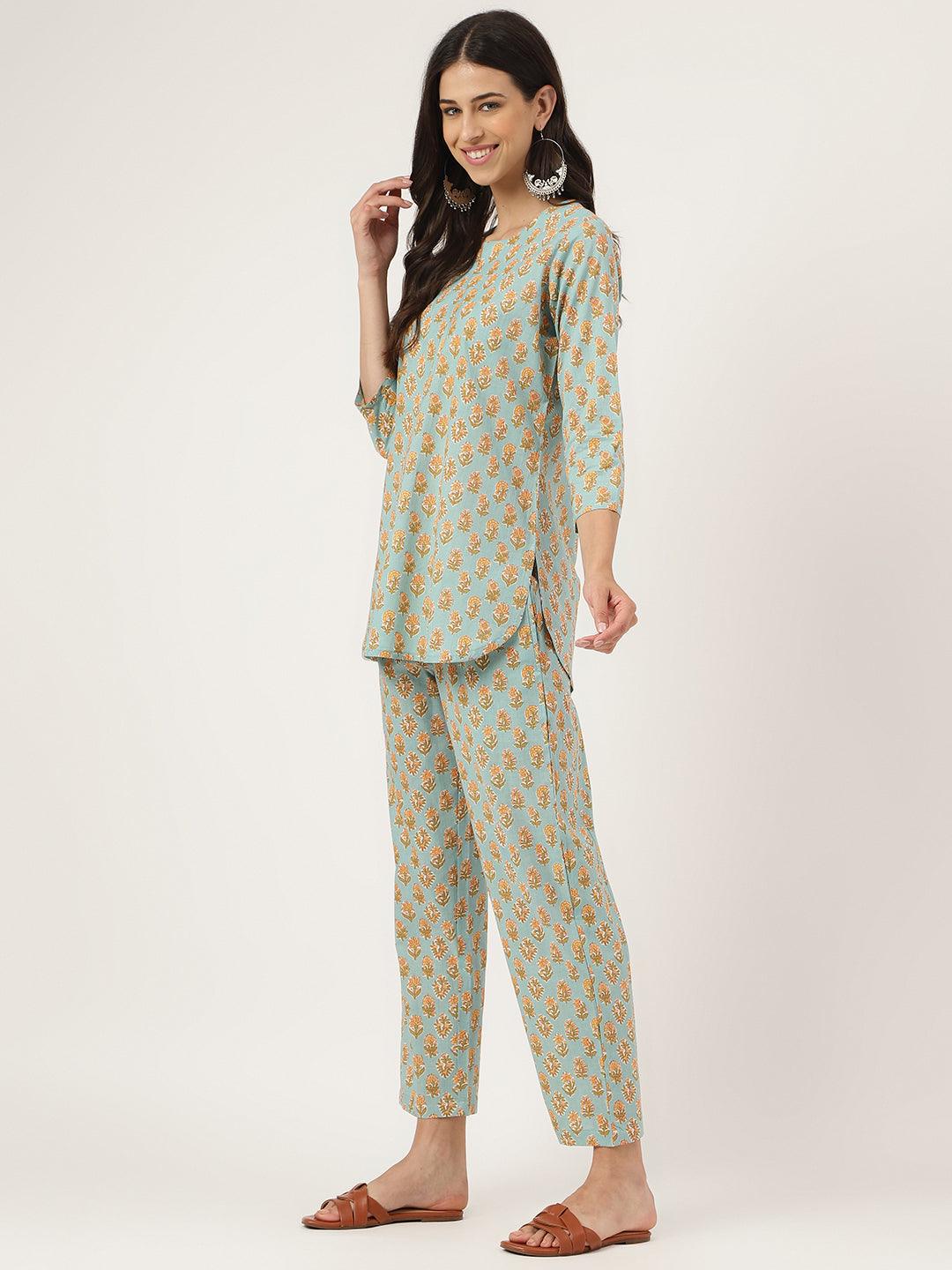  light Green Printed Loungewear/Nightwear -  world