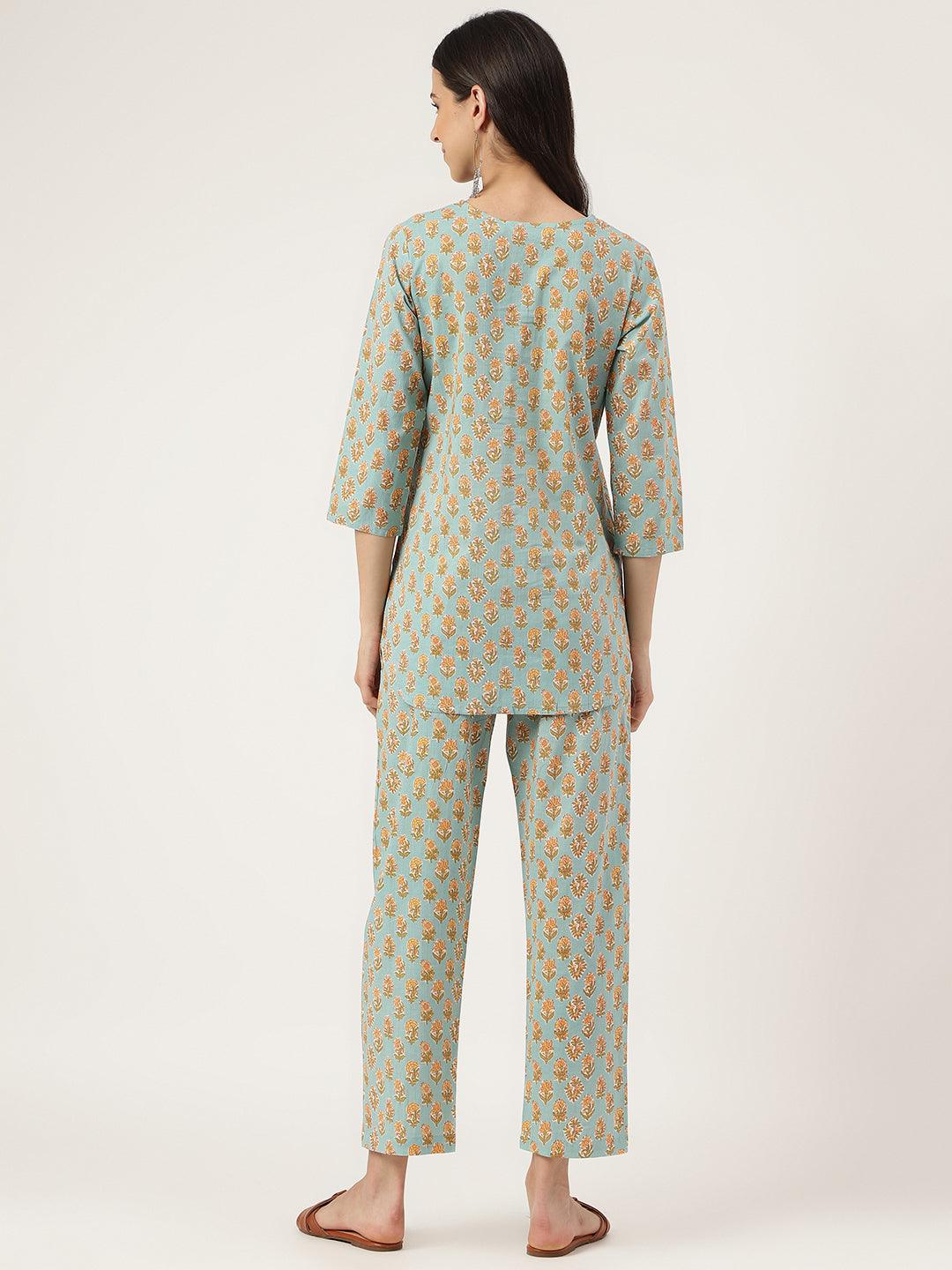  light Green Printed Loungewear/Nightwear -  world