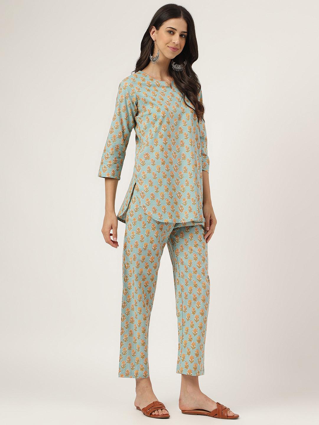  light Green Printed Loungewear/Nightwear -  world