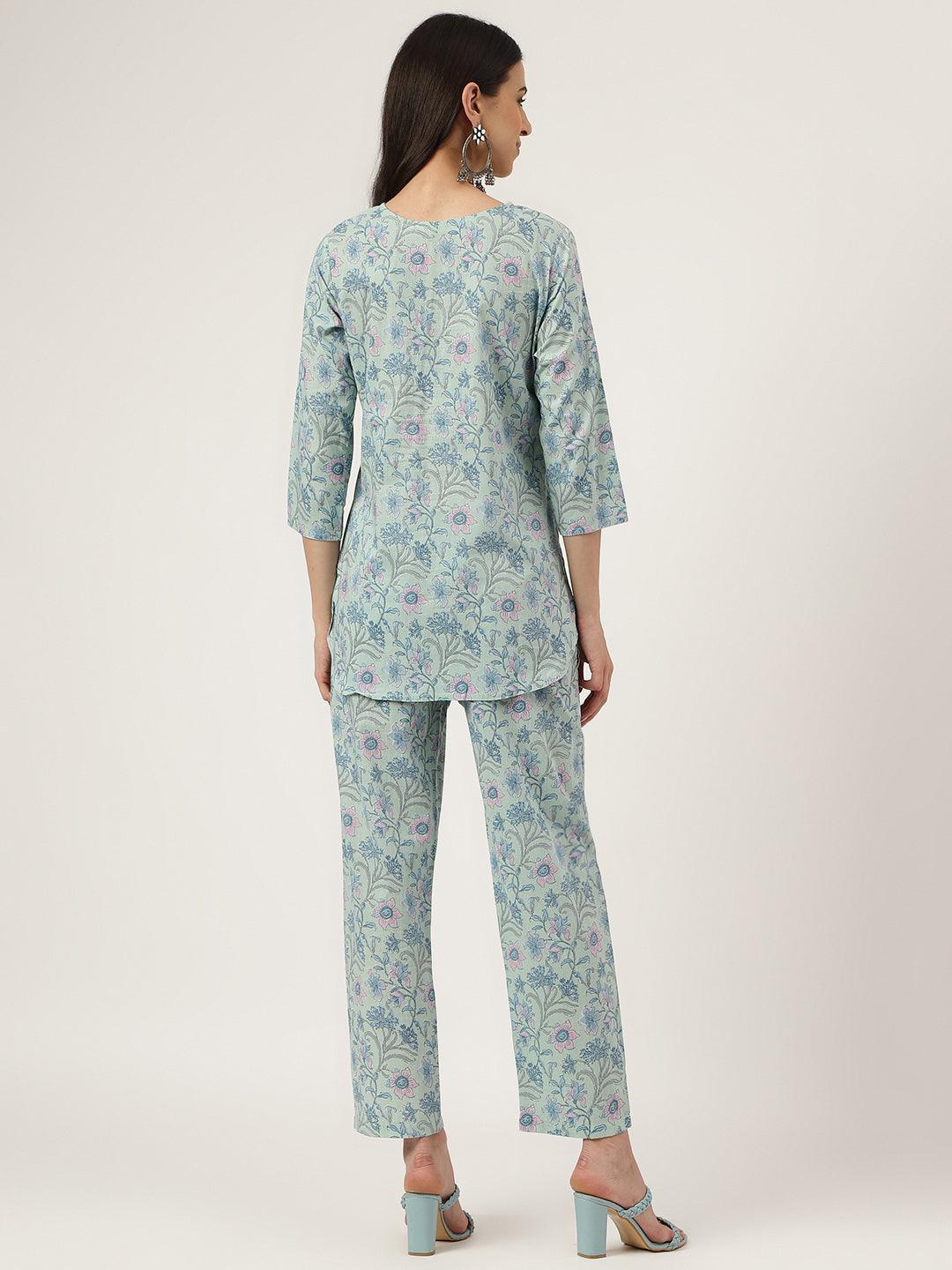  Taurquoise Blue Printed Loungewear/Nightwear -  world