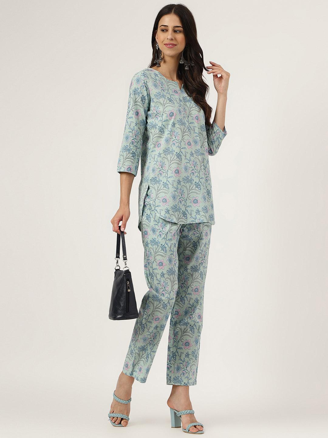  Taurquoise Blue Printed Loungewear/Nightwear -  world