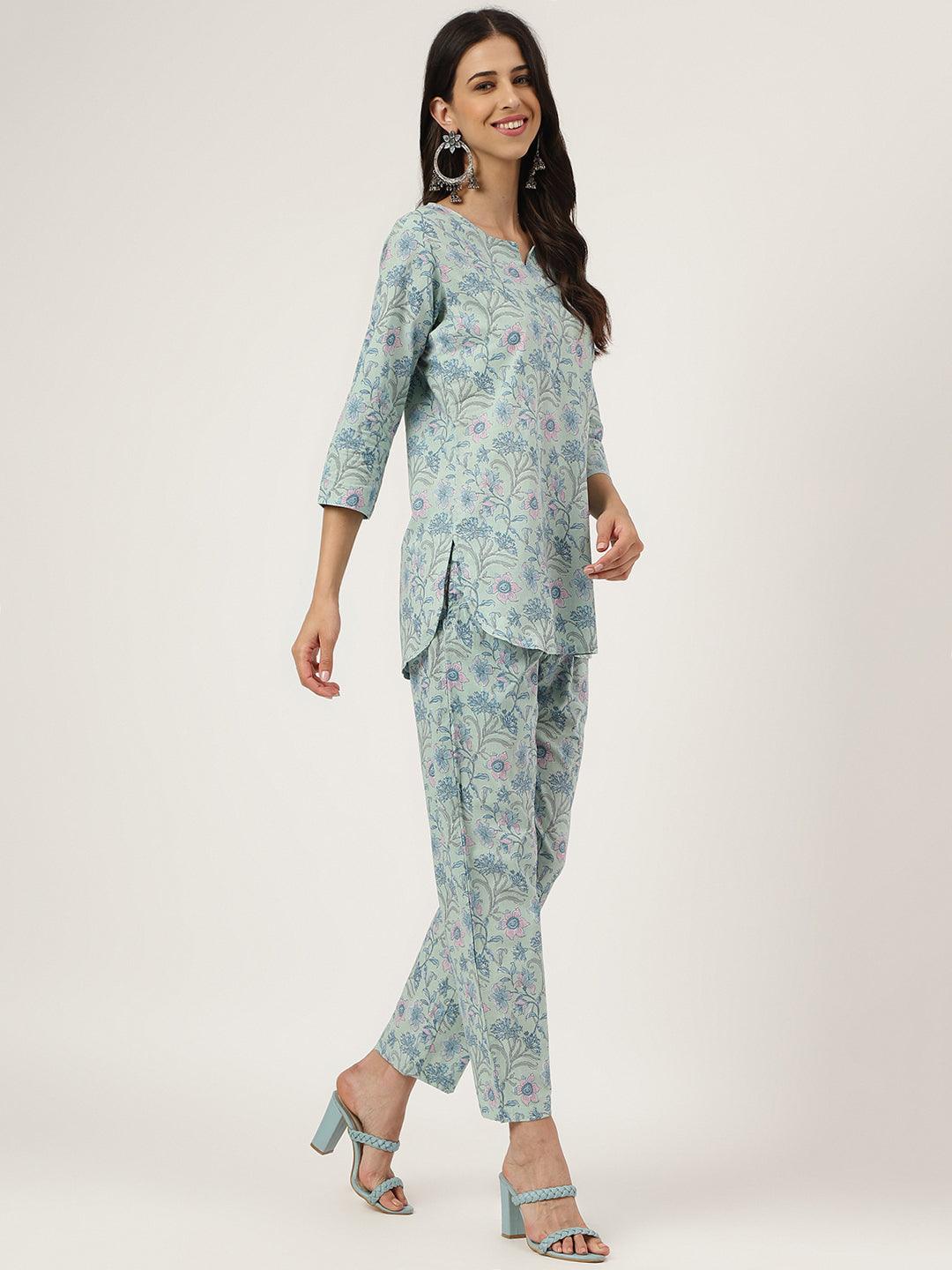  Taurquoise Blue Printed Loungewear/Nightwear -  world