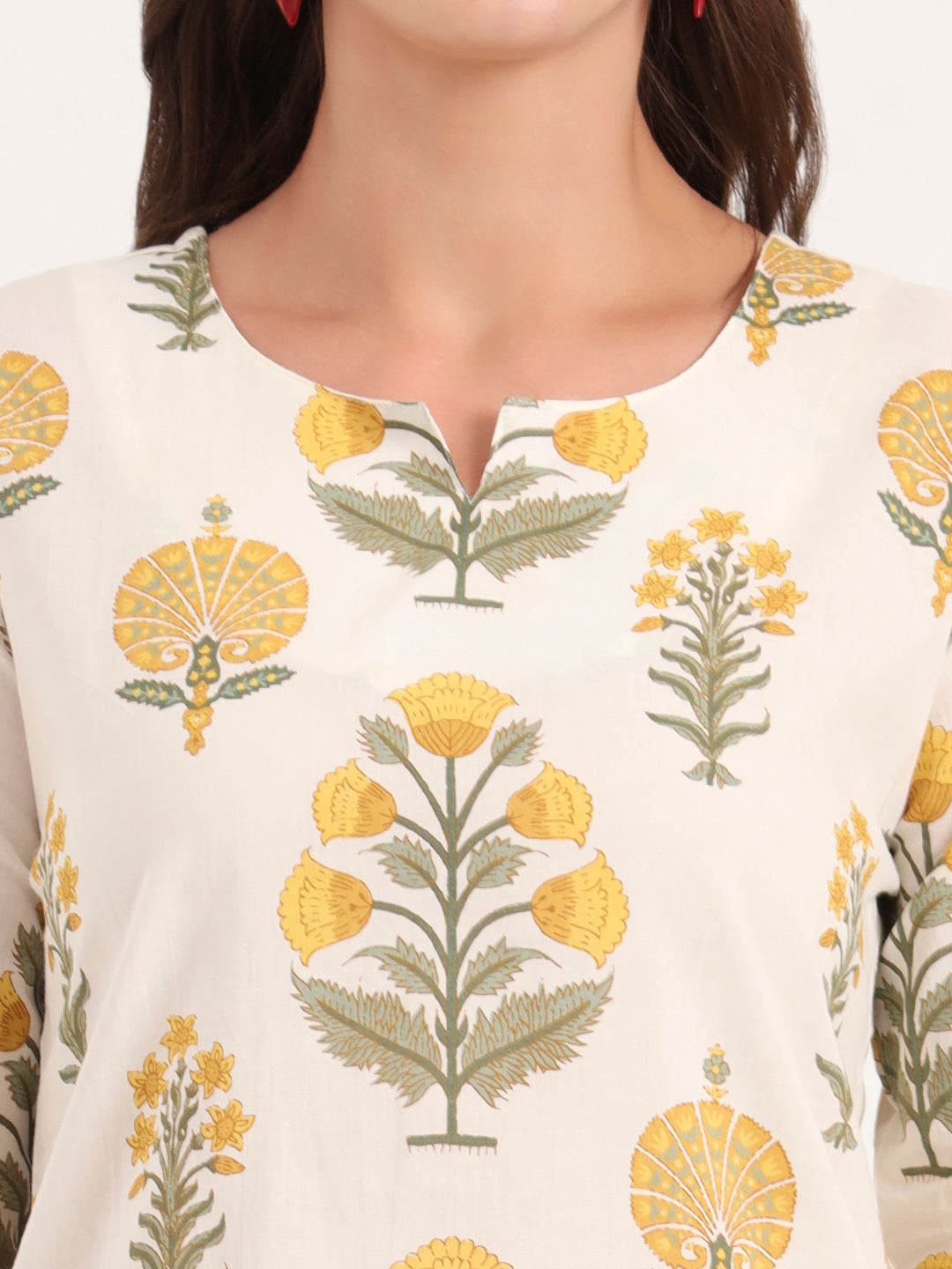 Cream Printed Cotton Night Suit Sets